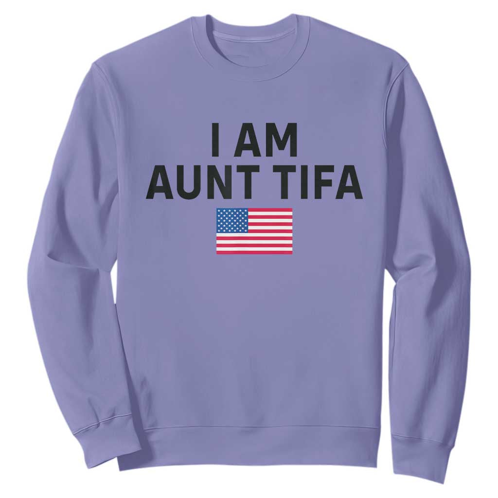 Funny I Am Aunt Tifa Sweatshirt Sarcastic Political Meme American Flag TS02 Violet Print Your Wear