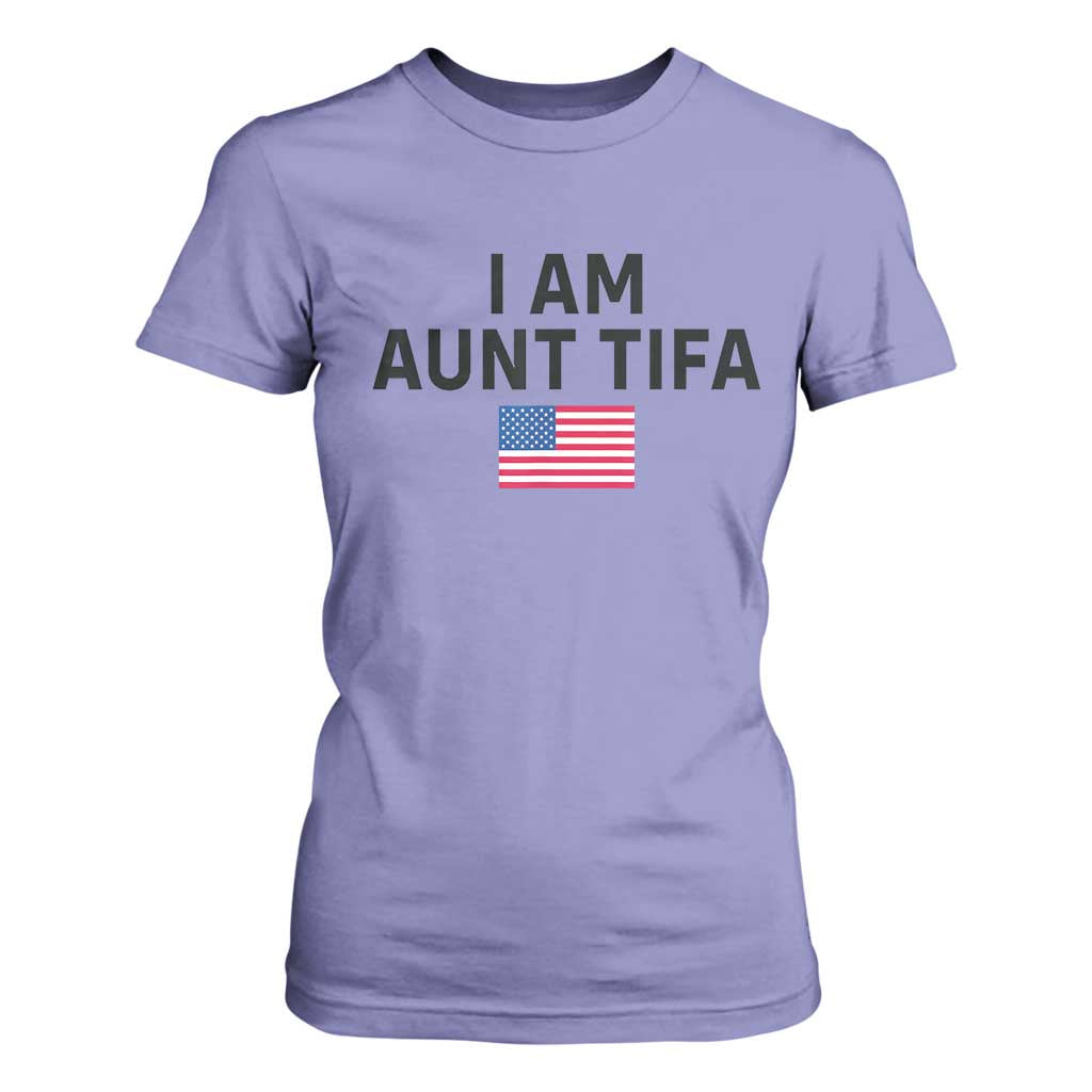 Funny I Am Aunt Tifa T Shirt For Women Sarcastic Political Meme American Flag TS02 Violet Print Your Wear