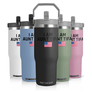 Funny I Am Aunt Tifa Flip Straw Tumbler Sarcastic Political Meme American Flag TS02 Print Your Wear