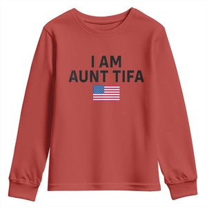 Funny I Am Aunt Tifa Youth Sweatshirt Sarcastic Political Meme American Flag TS02 Red Print Your Wear