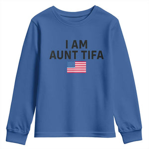 Funny I Am Aunt Tifa Youth Sweatshirt Sarcastic Political Meme American Flag TS02 Royal Blue Print Your Wear