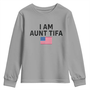 Funny I Am Aunt Tifa Youth Sweatshirt Sarcastic Political Meme American Flag TS02 Sport Gray Print Your Wear