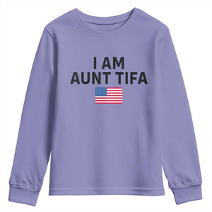 Funny I Am Aunt Tifa Youth Sweatshirt Sarcastic Political Meme American Flag TS02 Violet Print Your Wear