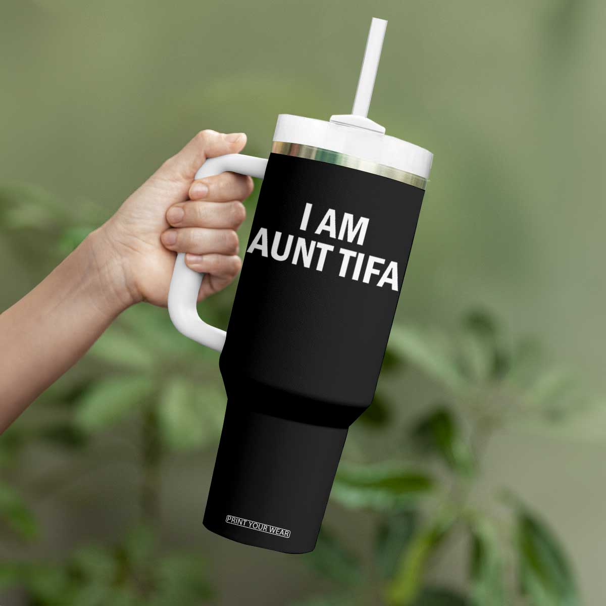 Funny I Am Aunt Tifa Tumbler With Handle Funny Political Sarcasm Patriotic Minimalist TS02 Print Your Wear