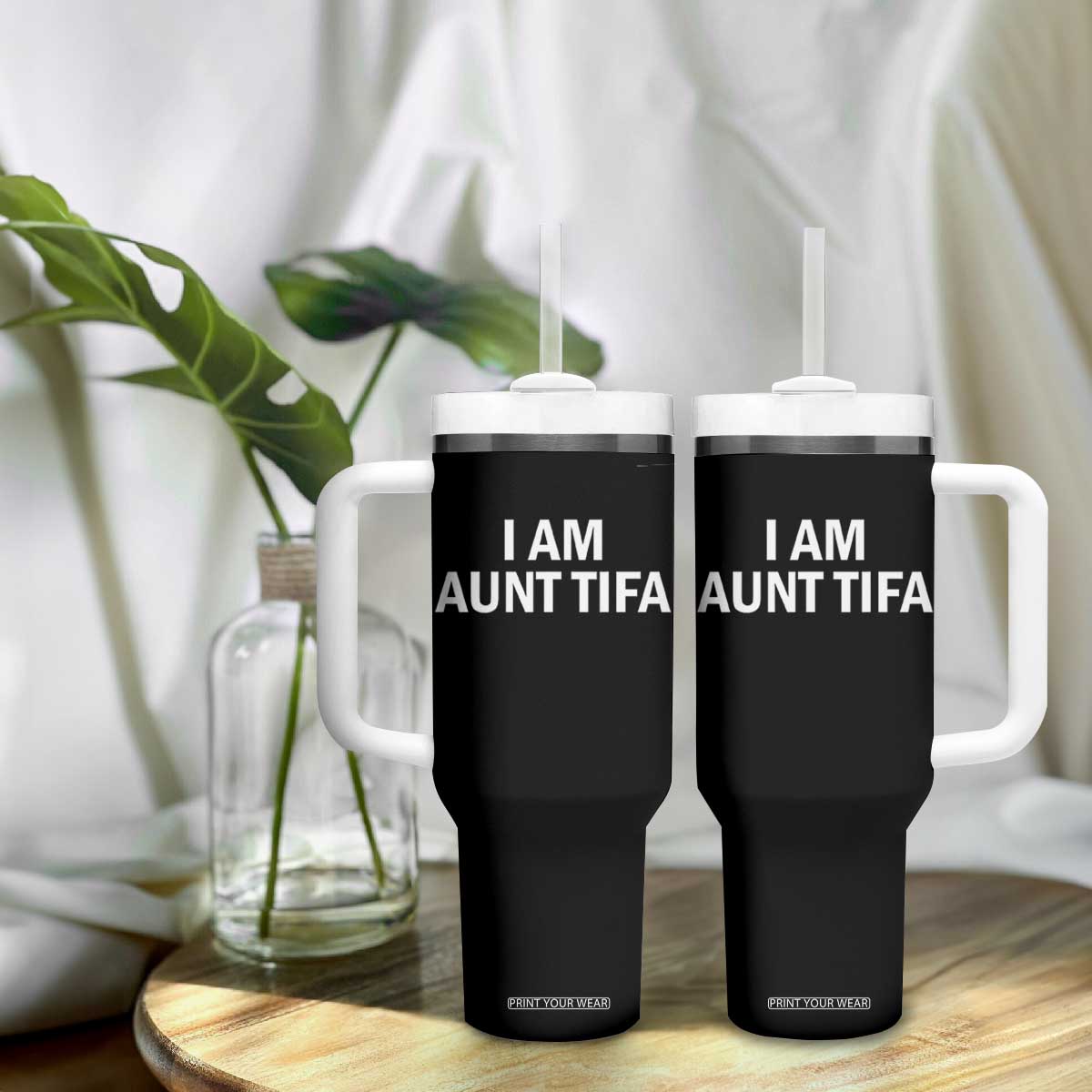 Funny I Am Aunt Tifa Tumbler With Handle Funny Political Sarcasm Patriotic Minimalist TS02 Print Your Wear