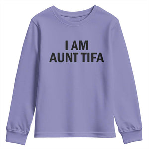 Funny I Am Aunt Tifa Youth Sweatshirt Sarcastic Political Satire Minimalist TS02 Violet Print Your Wear