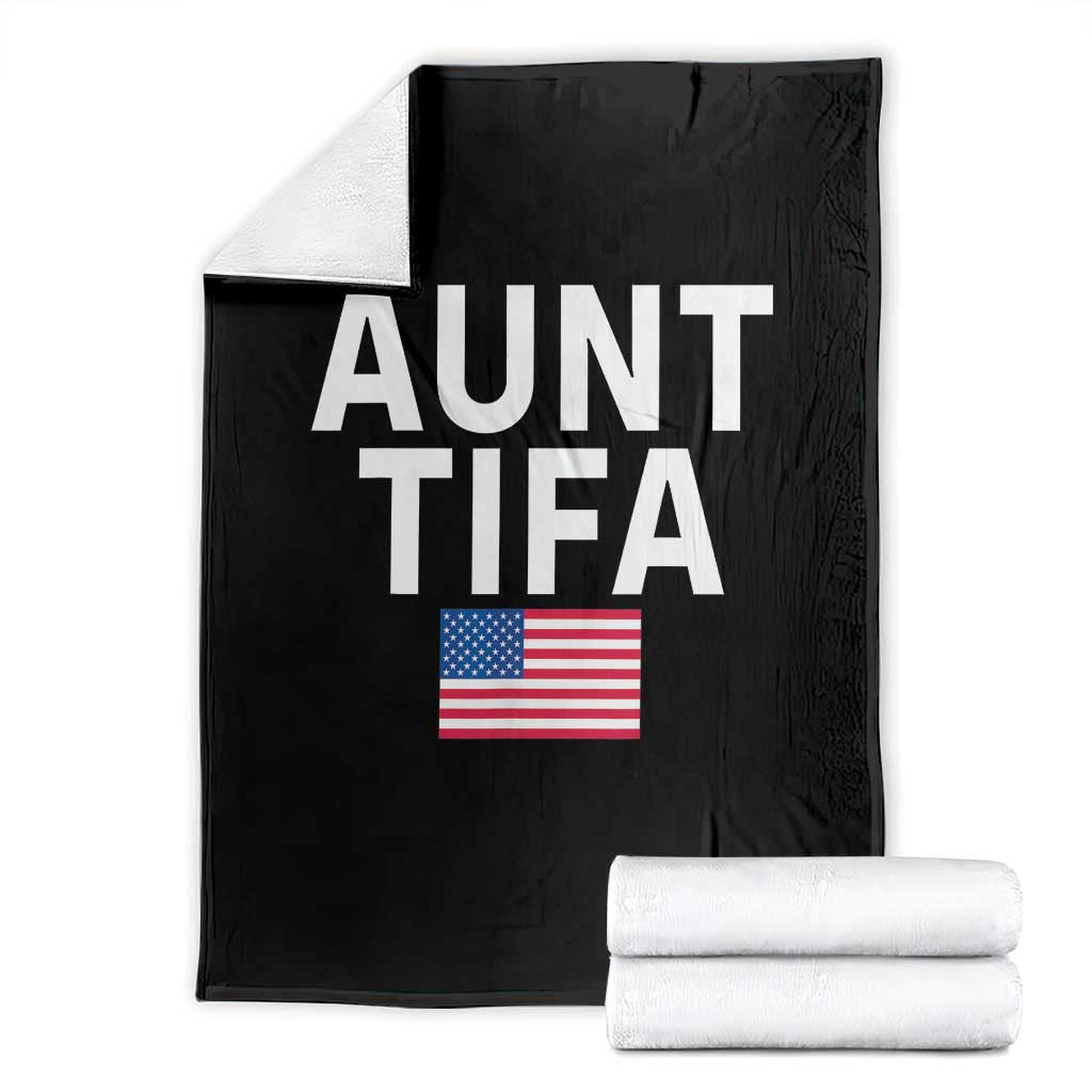 Aunt Tifa Throw Blanket Funny Political Sarcasm Patriotic American Flag TS02 Black Print Your Wear