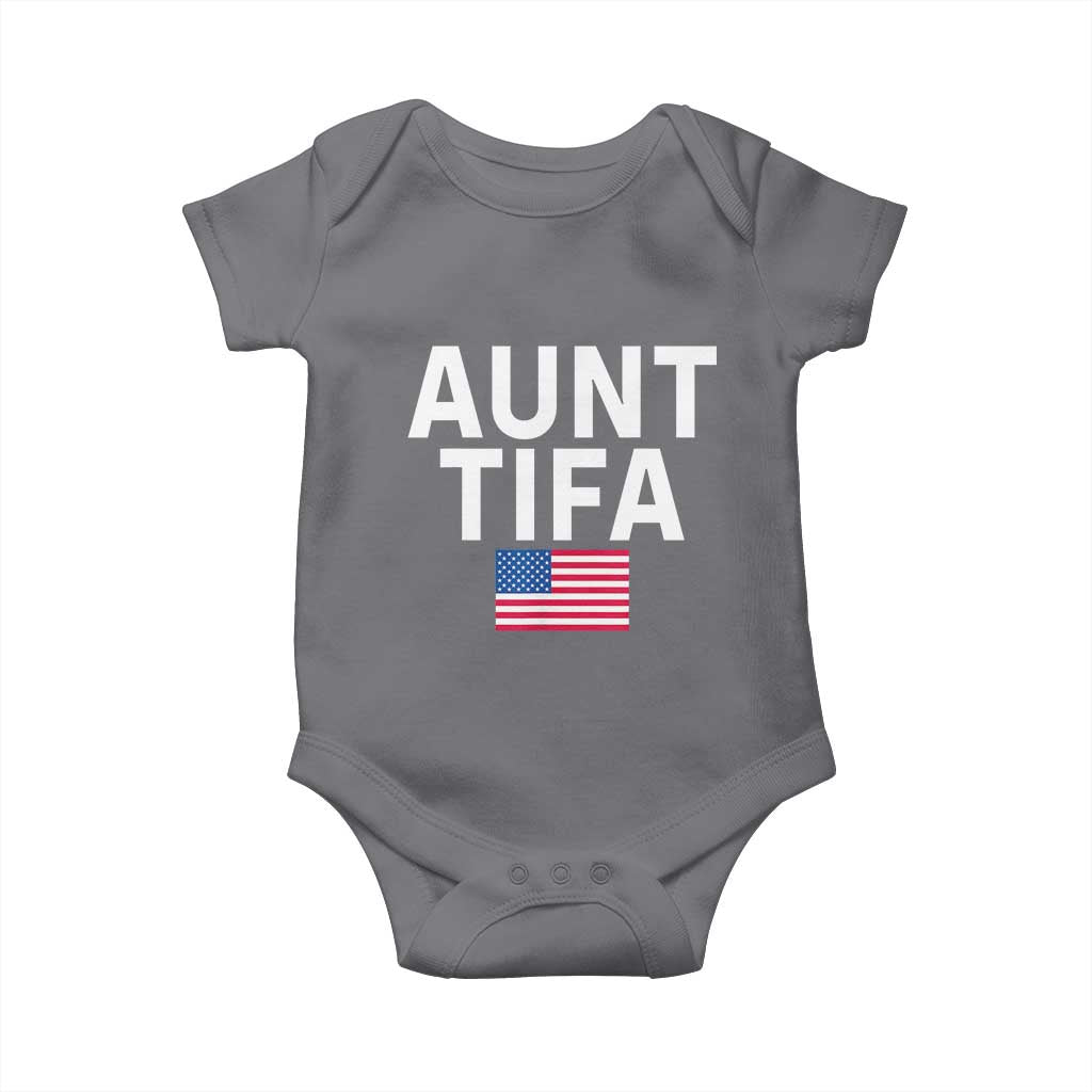 Aunt Tifa Baby Onesie Funny Political Sarcasm Patriotic American Flag TS02 Charcoal Print Your Wear