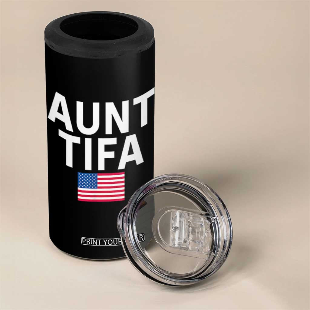 Aunt Tifa 4 in 1 Can Cooler Tumbler Funny Political Sarcasm Patriotic American Flag TS02 Print Your Wear