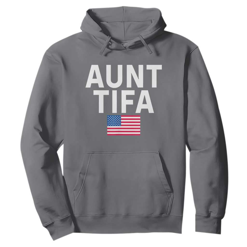 Aunt Tifa Hoodie Funny Political Sarcasm Patriotic American Flag TS02 Charcoal Print Your Wear