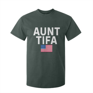Aunt Tifa T Shirt For Kid Funny Political Sarcasm Patriotic American Flag TS02 Dark Forest Green Print Your Wear