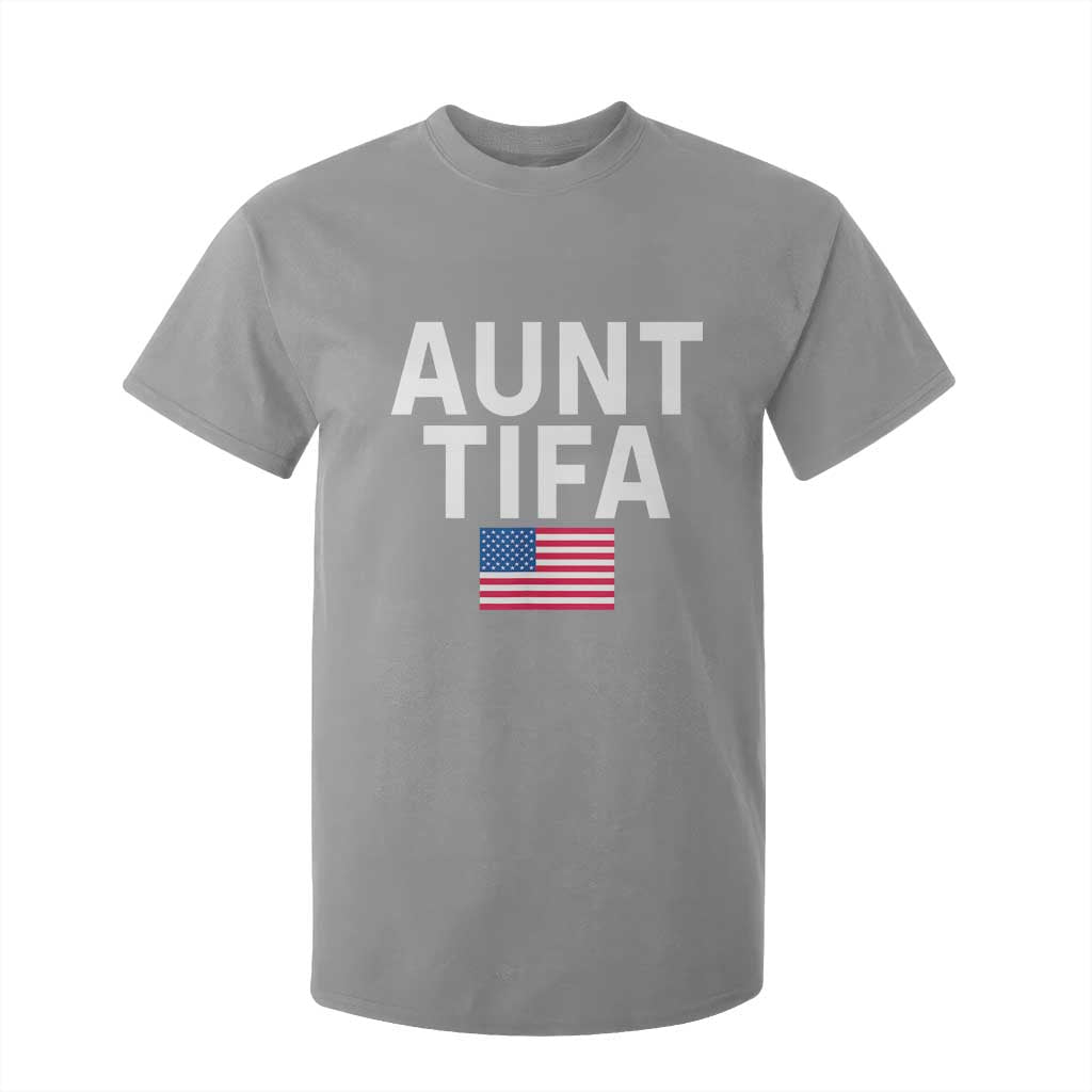 Aunt Tifa T Shirt For Kid Funny Political Sarcasm Patriotic American Flag TS02 Sport Gray Print Your Wear