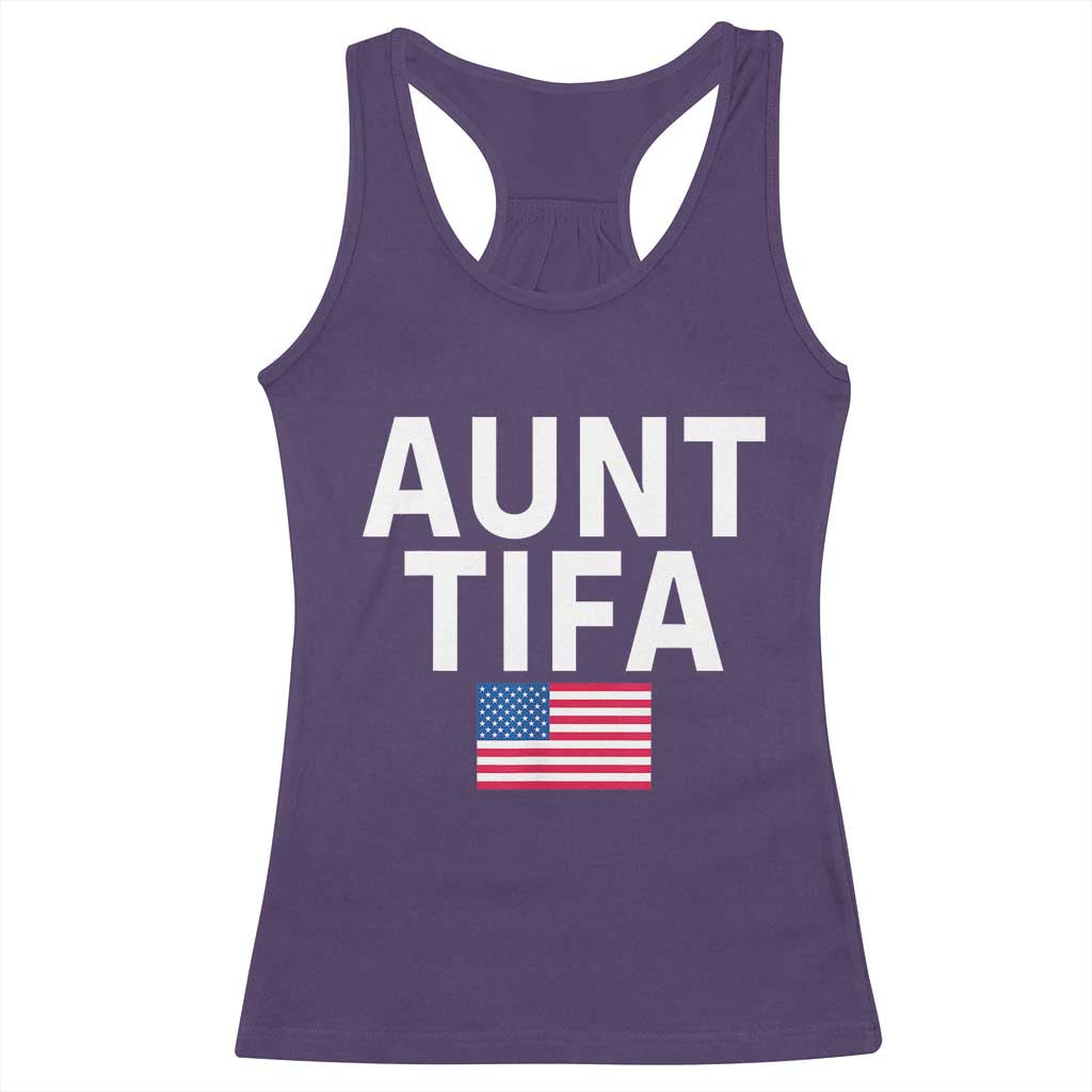 Aunt Tifa Racerback Tank Top Funny Political Sarcasm Patriotic American Flag TS02 Purple Print Your Wear