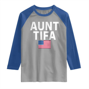 Aunt Tifa Raglan Shirt Funny Political Sarcasm Patriotic American Flag TS02 Sport Gray Royal Print Your Wear