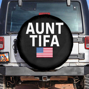 Aunt Tifa Spare Tire Cover Funny Political Sarcasm Patriotic American Flag TS02 No hole Black Print Your Wear