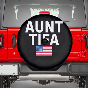 Aunt Tifa Spare Tire Cover Funny Political Sarcasm Patriotic American Flag TS02 Black Print Your Wear