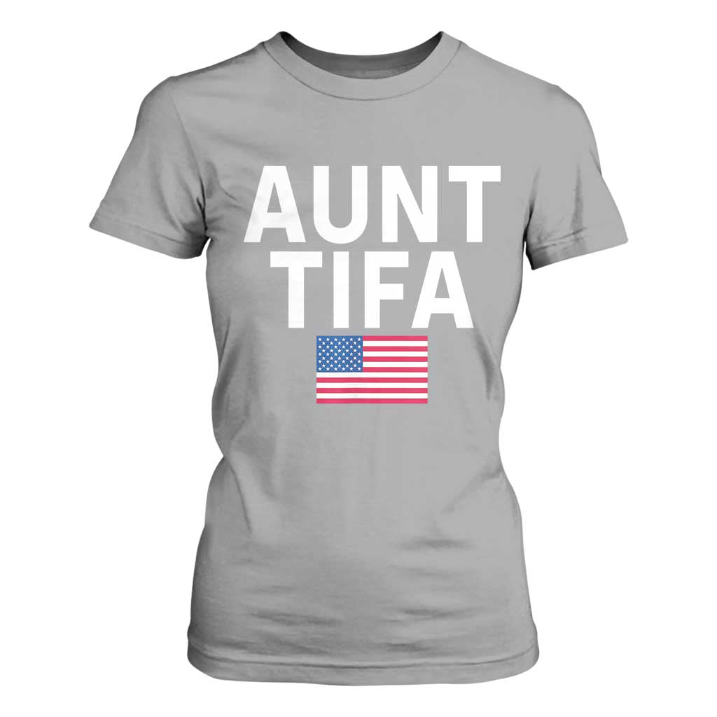 Aunt Tifa T Shirt For Women Funny Political Sarcasm Patriotic American Flag TS02 Sport Gray Print Your Wear