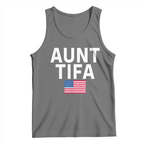 Aunt Tifa Tank Top Funny Political Sarcasm Patriotic American Flag TS02 Black Heather Print Your Wear