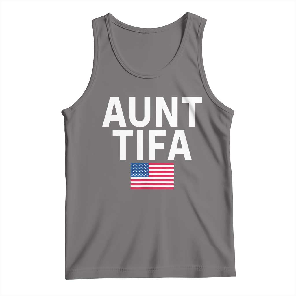 Aunt Tifa Tank Top Funny Political Sarcasm Patriotic American Flag TS02 Deep Heather Print Your Wear