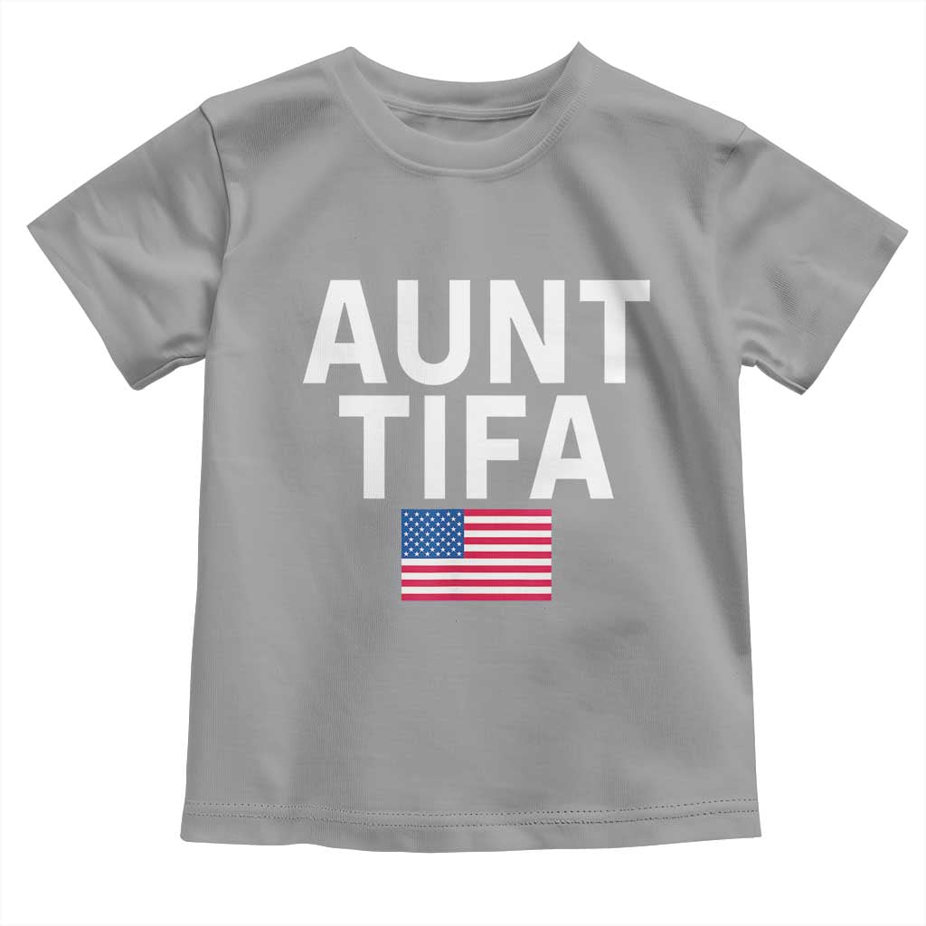 Aunt Tifa Toddler T Shirt Funny Political Sarcasm Patriotic American Flag TS02 Sport Gray Print Your Wear