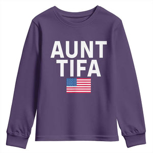 Aunt Tifa Youth Sweatshirt Funny Political Sarcasm Patriotic American Flag TS02 Purple Print Your Wear