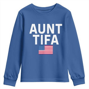Aunt Tifa Youth Sweatshirt Funny Political Sarcasm Patriotic American Flag TS02 Royal Blue Print Your Wear