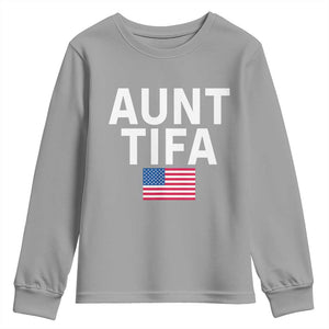 Aunt Tifa Youth Sweatshirt Funny Political Sarcasm Patriotic American Flag TS02 Sport Gray Print Your Wear