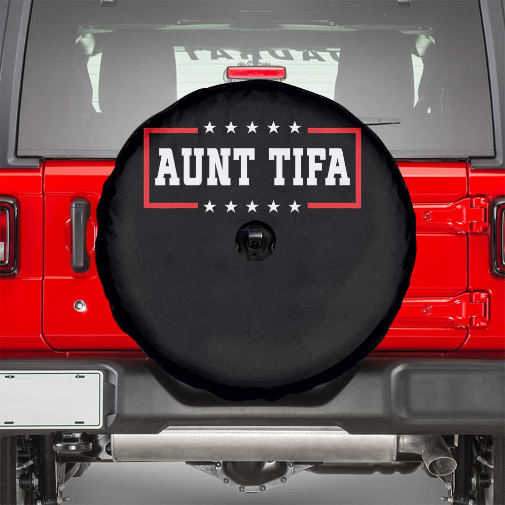 Aunt Tifa Spare Tire Cover Funny Political Sarcasm Patriotic TS02 Black Print Your Wear