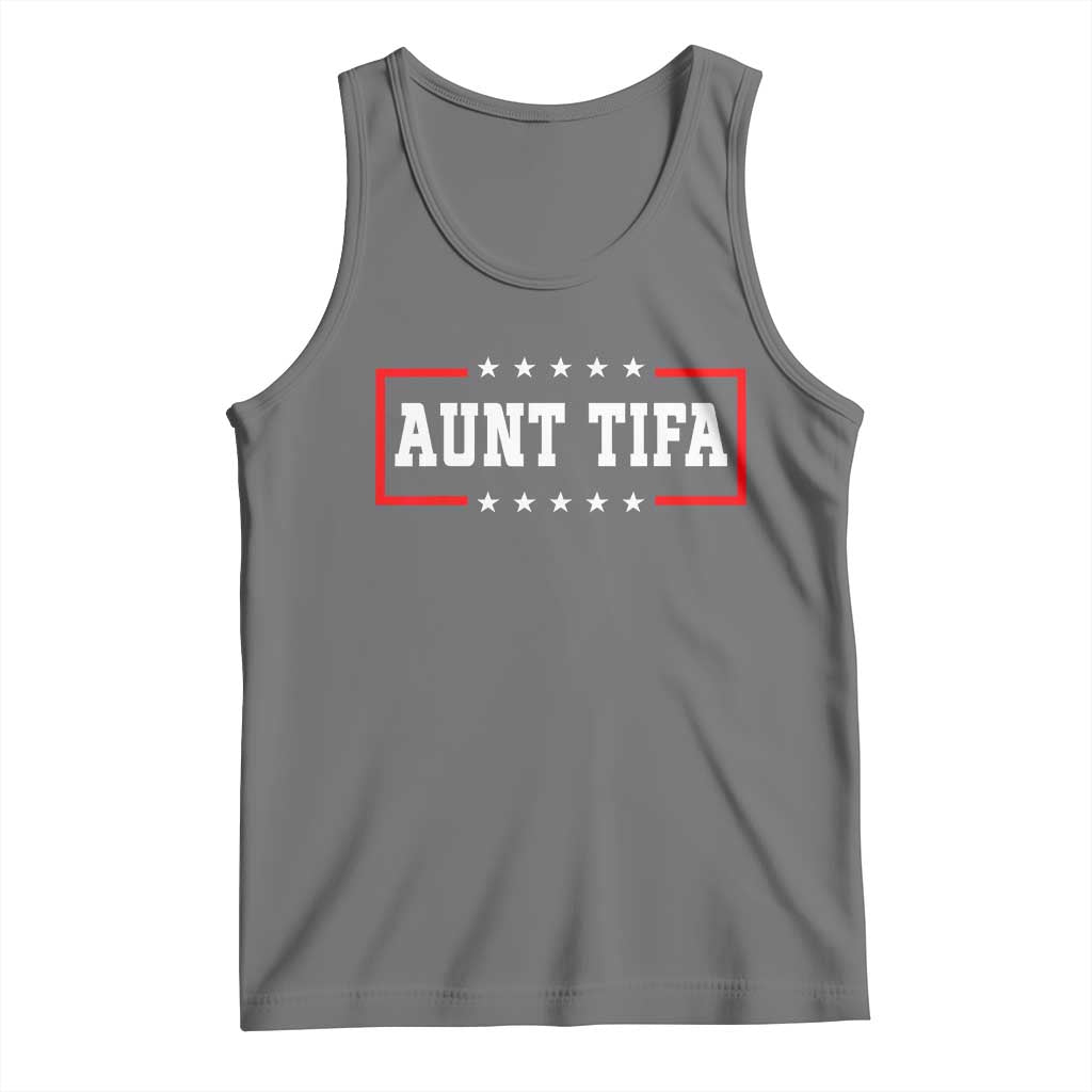Aunt Tifa Tank Top Funny Political Sarcasm Patriotic TS02 Black Heather Print Your Wear