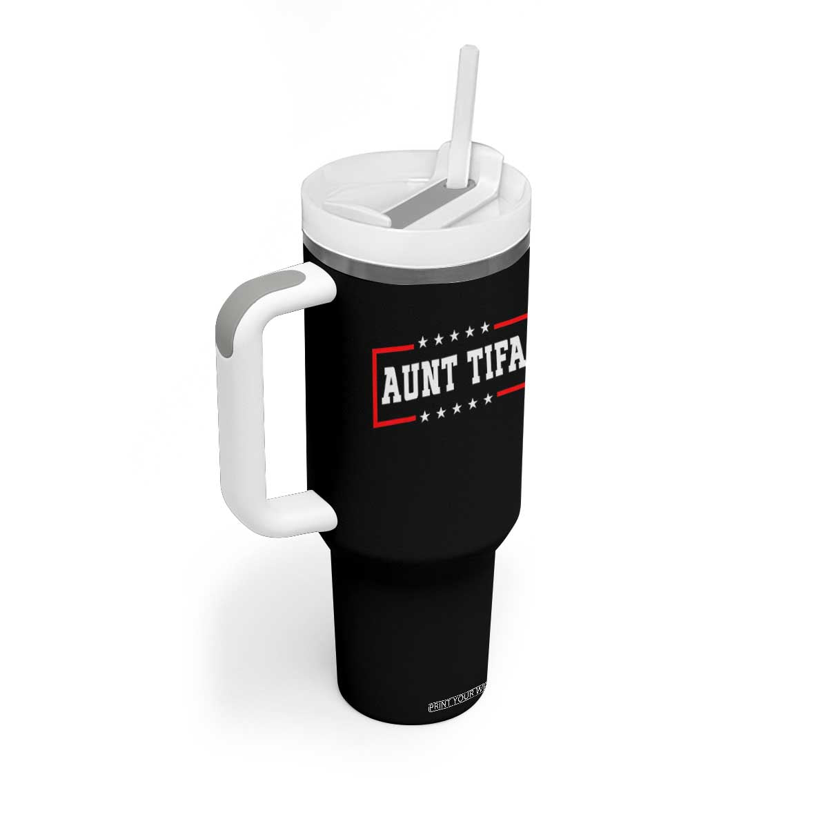 Aunt Tifa Tumbler With Handle Funny Political Sarcasm Patriotic TS02 Print Your Wear