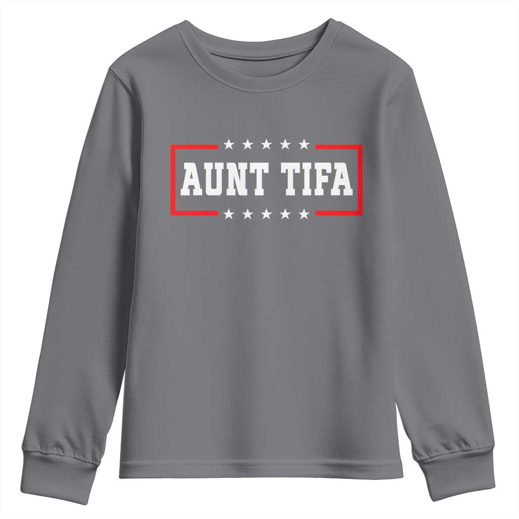 Aunt Tifa Youth Sweatshirt Funny Political Sarcasm Patriotic TS02 Charcoal Print Your Wear