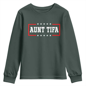Aunt Tifa Youth Sweatshirt Funny Political Sarcasm Patriotic TS02 Dark Forest Green Print Your Wear