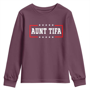 Aunt Tifa Youth Sweatshirt Funny Political Sarcasm Patriotic TS02 Maroon Print Your Wear