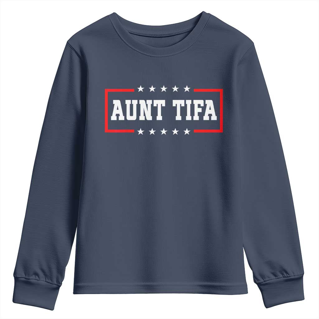 Aunt Tifa Youth Sweatshirt Funny Political Sarcasm Patriotic TS02 Navy Print Your Wear