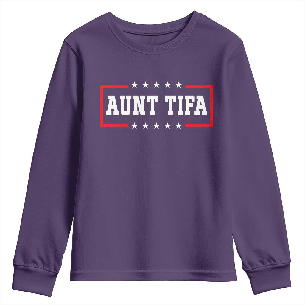 Aunt Tifa Youth Sweatshirt Funny Political Sarcasm Patriotic TS02 Purple Print Your Wear