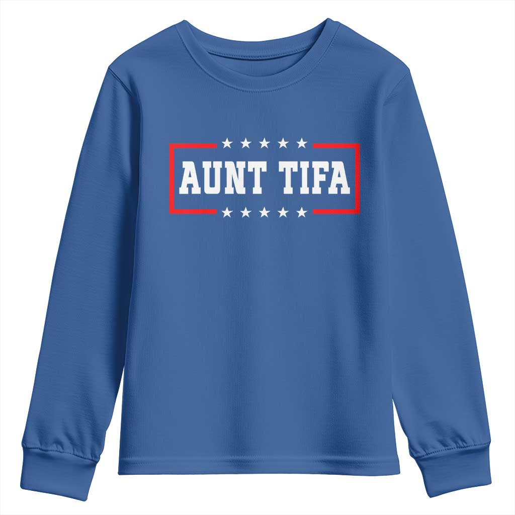Aunt Tifa Youth Sweatshirt Funny Political Sarcasm Patriotic TS02 Royal Blue Print Your Wear