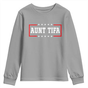 Aunt Tifa Youth Sweatshirt Funny Political Sarcasm Patriotic TS02 Sport Gray Print Your Wear
