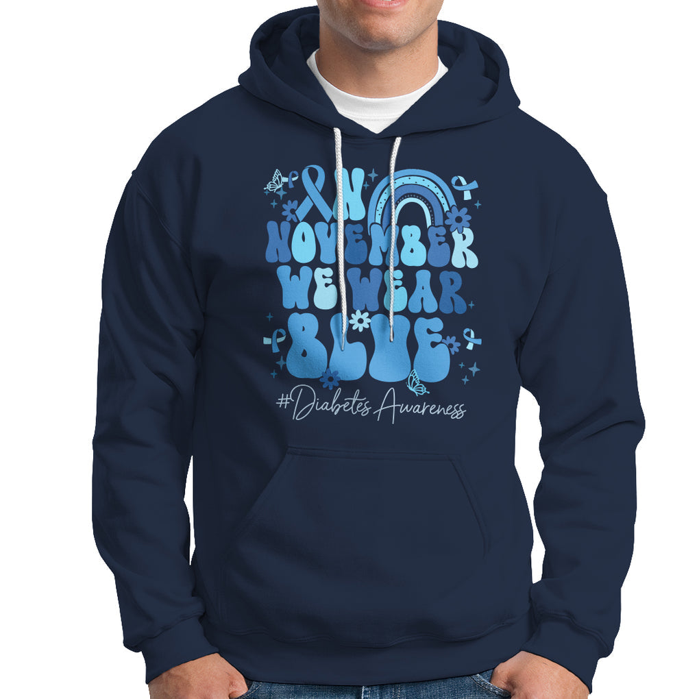 In November We Wear Blue Groovy Diabetic Diabetes Awareness Hoodie TS02 Navy Printyourwear