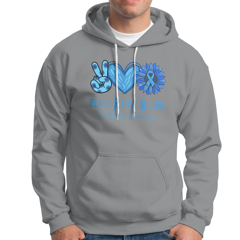 Peace Love Cure Blue Ribbon Sunflower Diabetes Awareness Hoodie TS02 Sport Gray Printyourwear