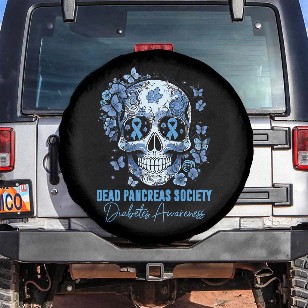 Blue Sugar Skull Diabetes Awareness Spare Tire Cover Dead Pancreas Society TS02 No hole Black Print Your Wear