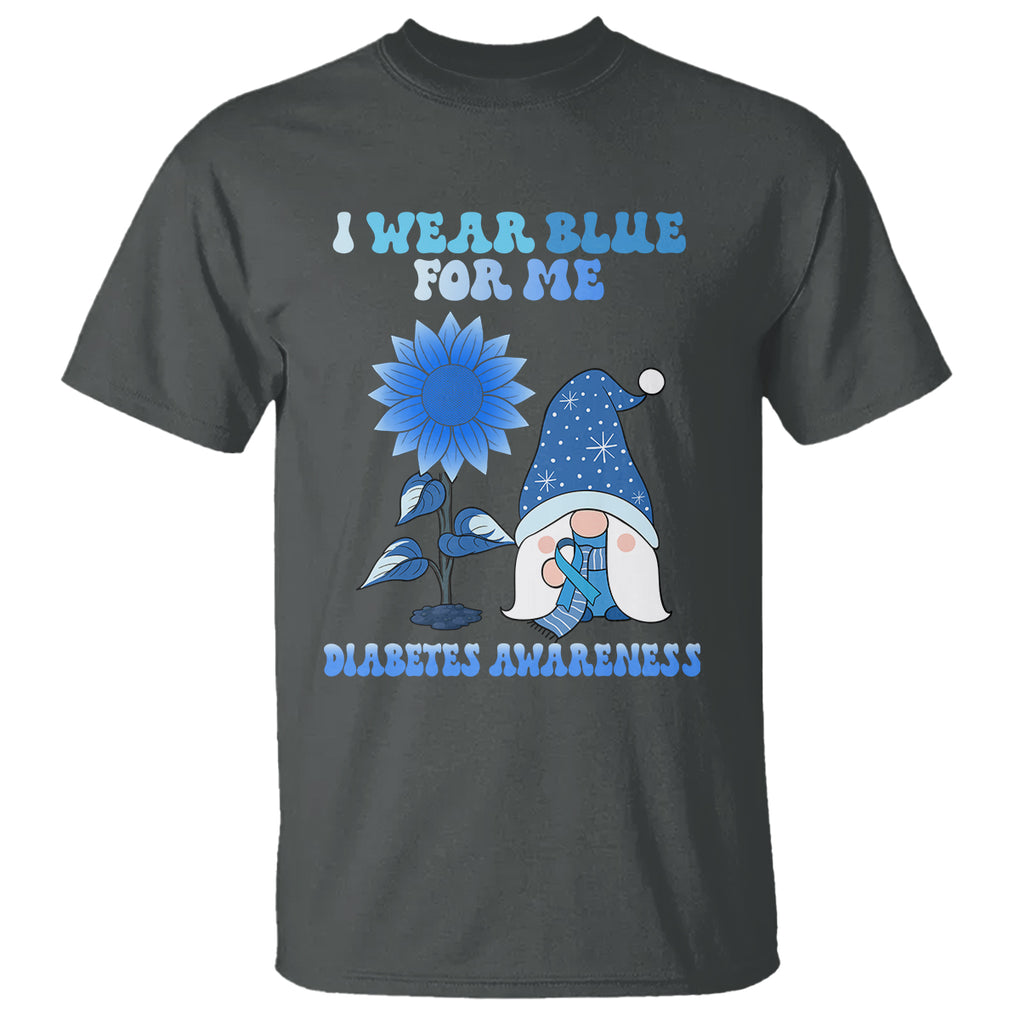 I Wear Blue For Me Diabetes Awareness Gnome Boy Men Warrior Diabetic T Shirt TS02 Dark Heather Printyourwear