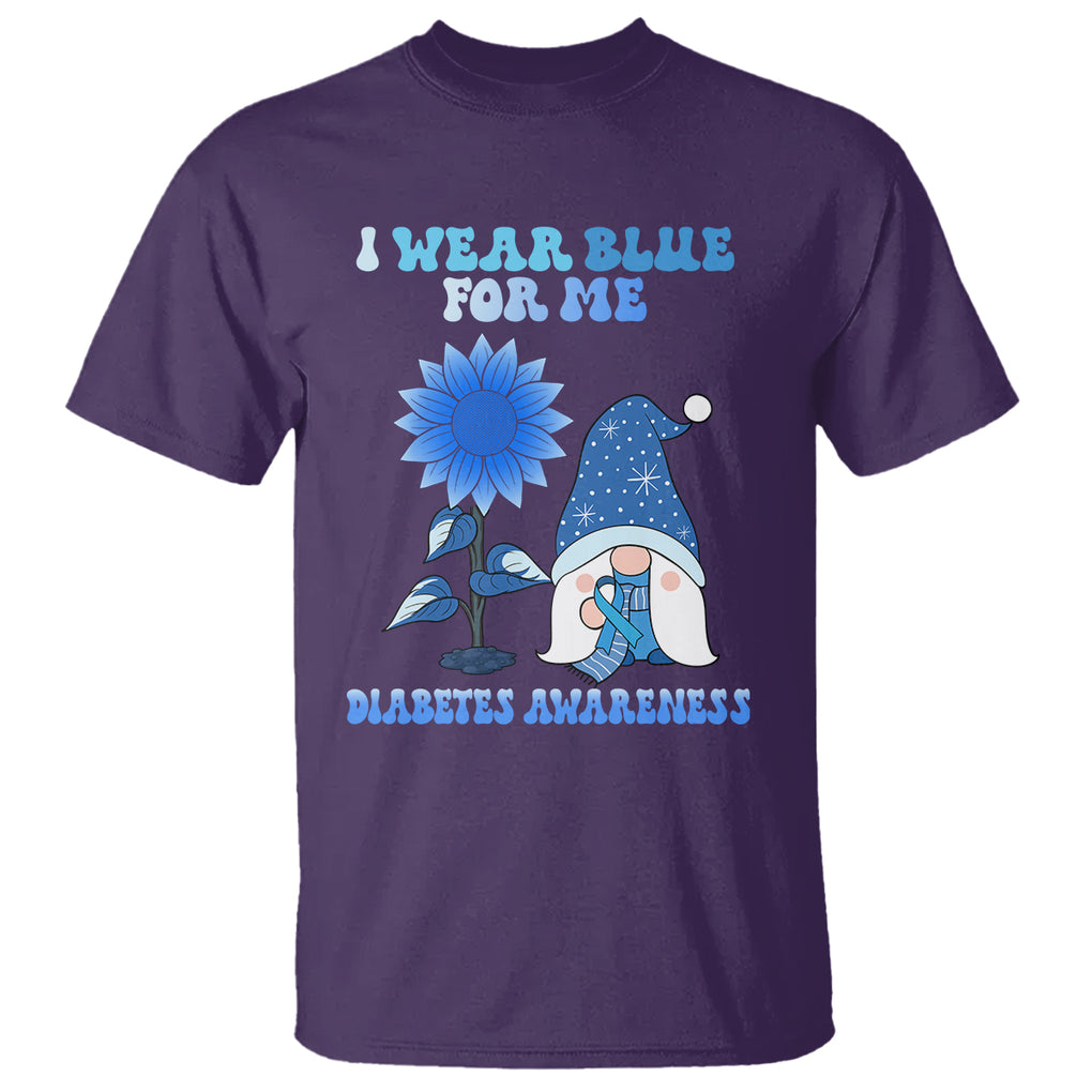 I Wear Blue For Me Diabetes Awareness Gnome Boy Men Warrior Diabetic T Shirt TS02 Purple Printyourwear