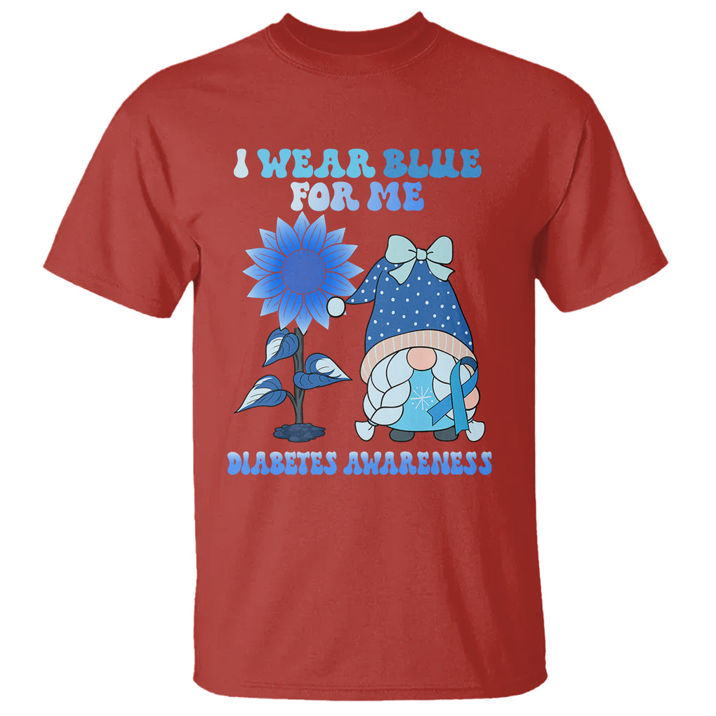 I Wear Blue For Me Diabetes Awareness Gnome Girl Women Warrior Diabetic T Shirt TS02 Red Printyourwear