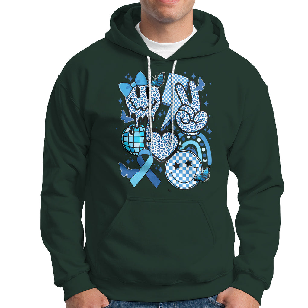 In November We Wear Blue T1D T2D Diabetes Awareness Retro Groovy Hoodie TS02 Dark Forest Green Printyourwear