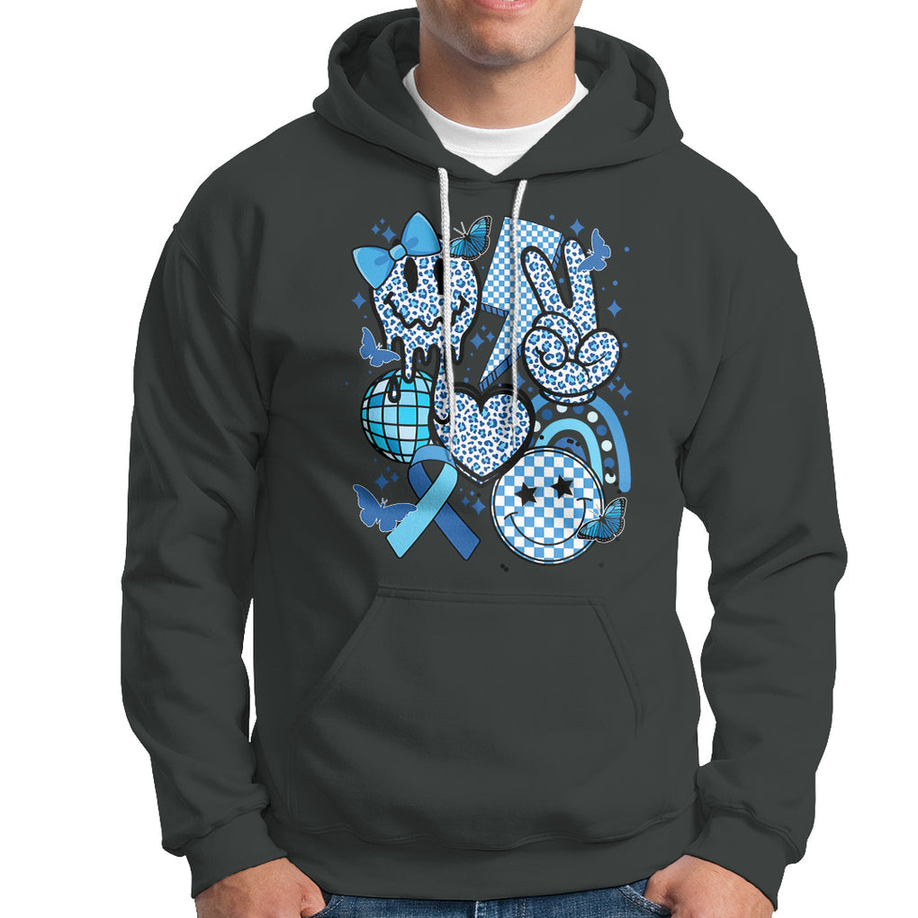 In November We Wear Blue T1D T2D Diabetes Awareness Retro Groovy Hoodie TS02 Dark Heather Printyourwear