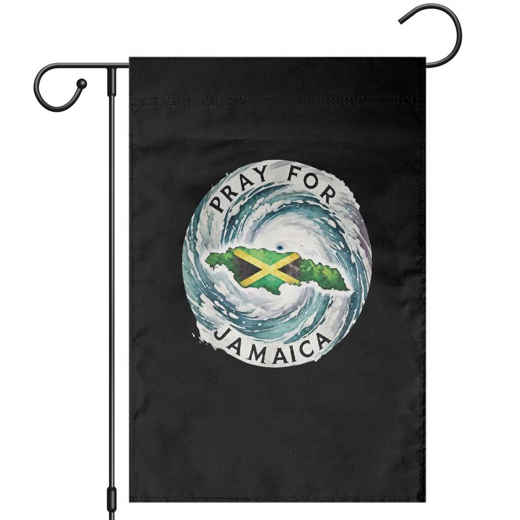 Pray For Jamaica Hurricane Support Garden Flag Strong Island Map and Storm Graphic TS02 Black Print Your Wear