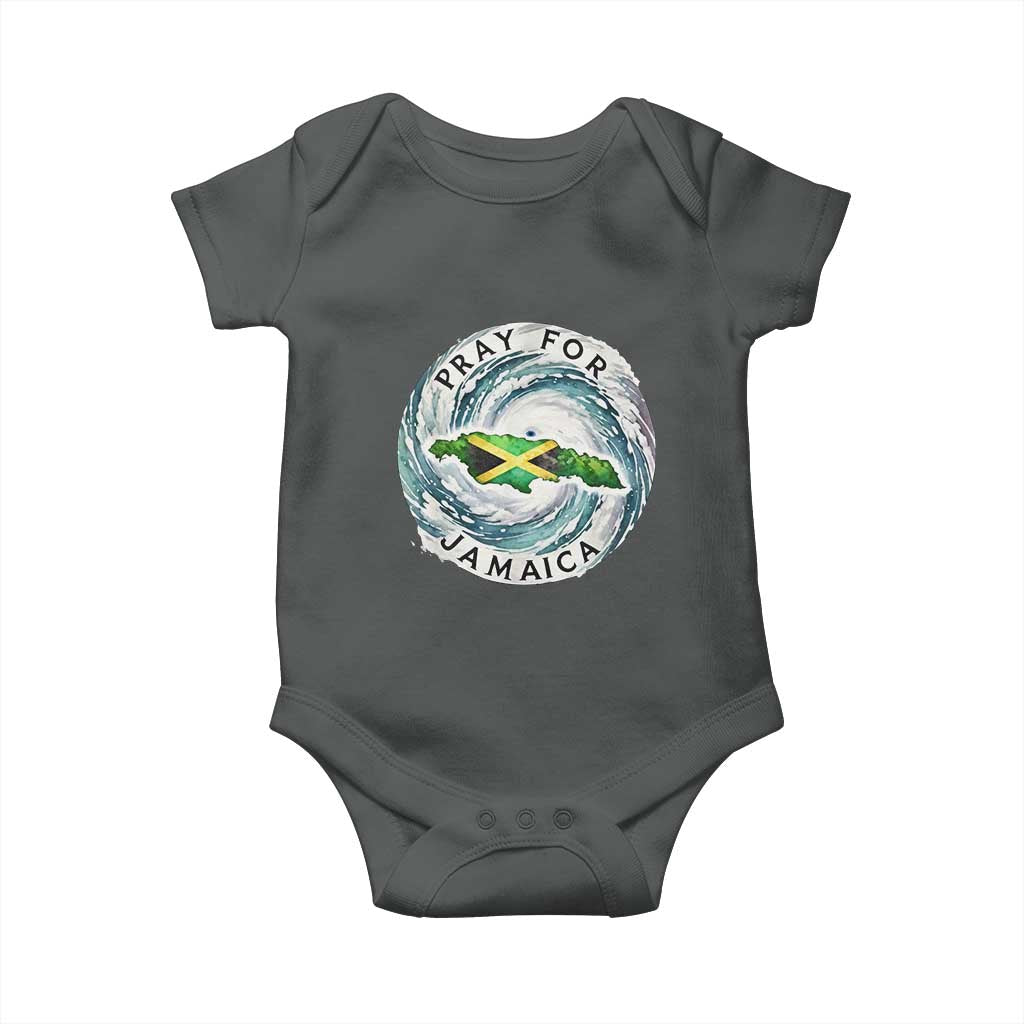 Pray For Jamaica Hurricane Support Baby Onesie Strong Island Map and Storm Graphic TS02 Dark Heather Print Your Wear
