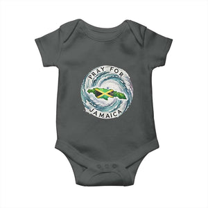 Pray For Jamaica Hurricane Support Baby Onesie Strong Island Map and Storm Graphic TS02 Dark Heather Print Your Wear