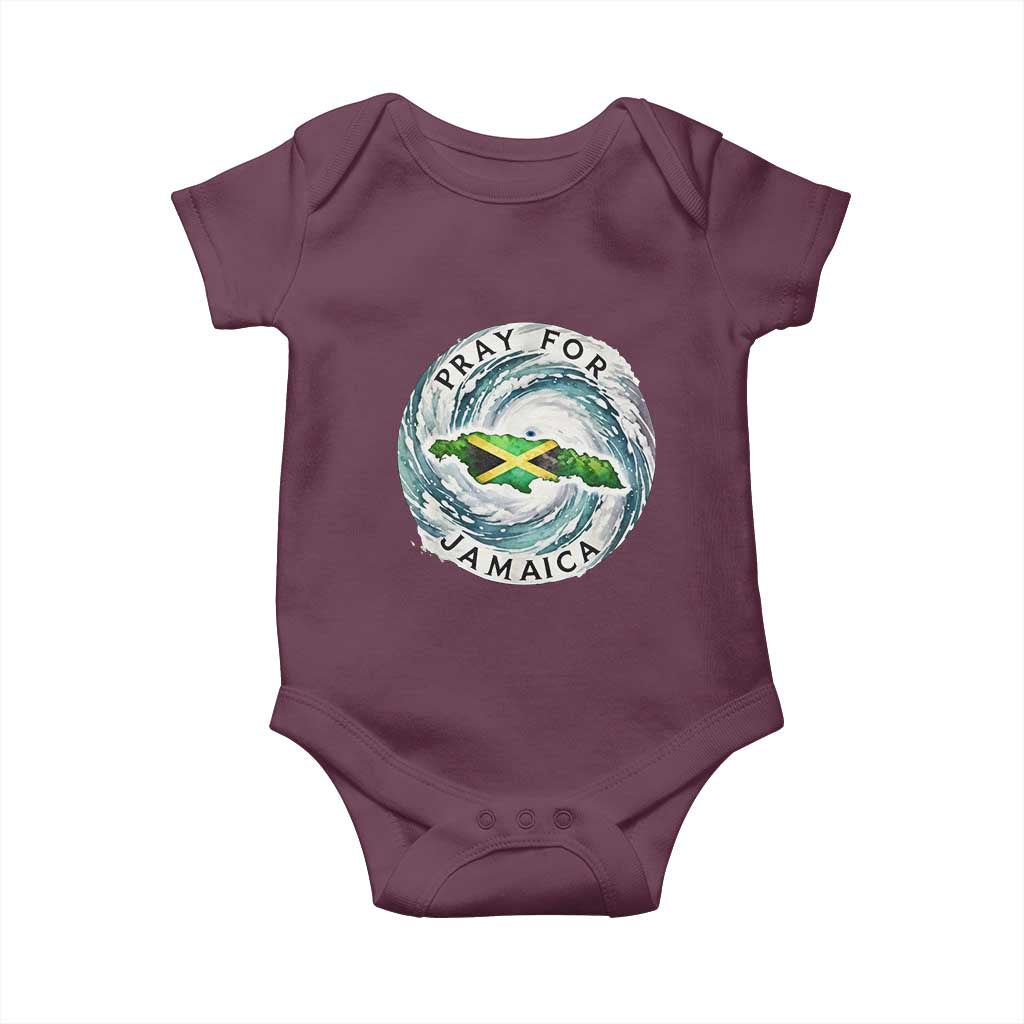 Pray For Jamaica Hurricane Support Baby Onesie Strong Island Map and Storm Graphic TS02 Maroon Print Your Wear