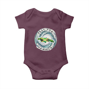 Pray For Jamaica Hurricane Support Baby Onesie Strong Island Map and Storm Graphic TS02 Maroon Print Your Wear